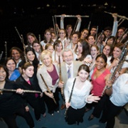 Sir James and Lady Jeanne Galway with flute students