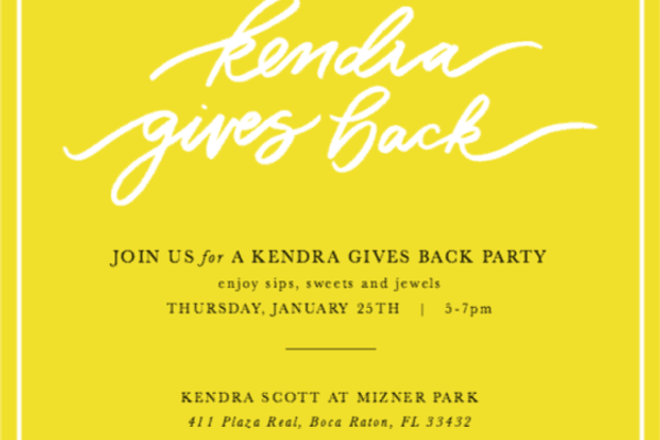 Kendra Gives Back Party - Mark Your Calendars!