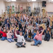 RNO musicians with local high school music students.